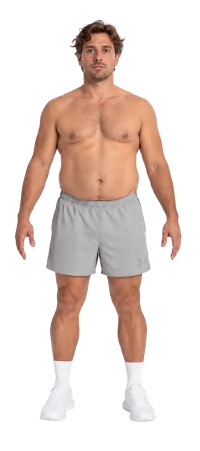 Earlier Proof progress scan: front view of a man in grey shorts